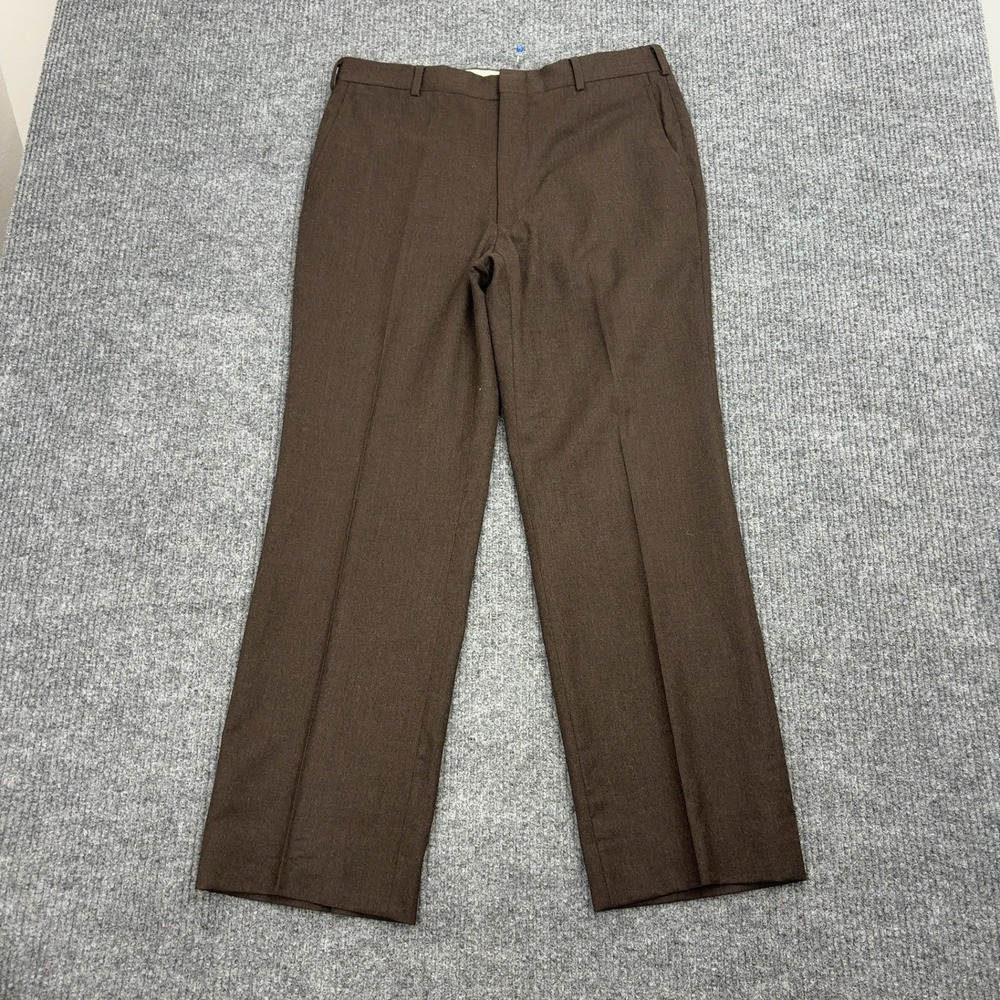 Vintage John Alexander Pants Mens 34 Brown 100% Pure Wool Dress Slacks USA Made